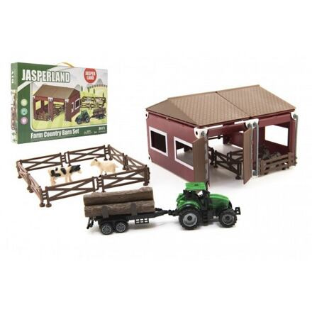 Teddies Sada domácí farma plast se zvířátky s traktorem 51ks v krabici 45x29x5,5cm