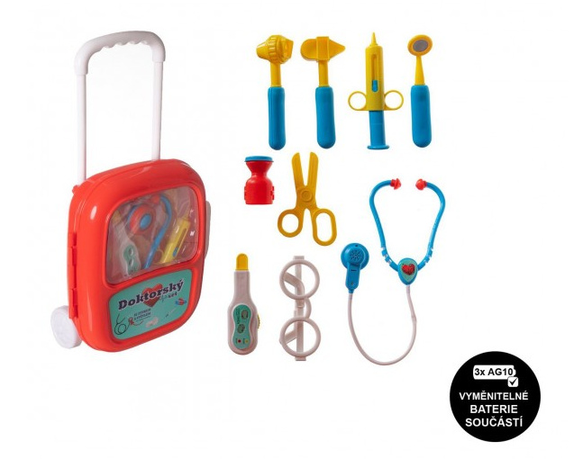 Teddies Sada doktor/lékař plast se stetoskopem na baterie v plastovém kufříku