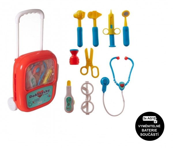 Teddies Sada doktor/lékař plast se stetoskopem na baterie v plastovém kufříku