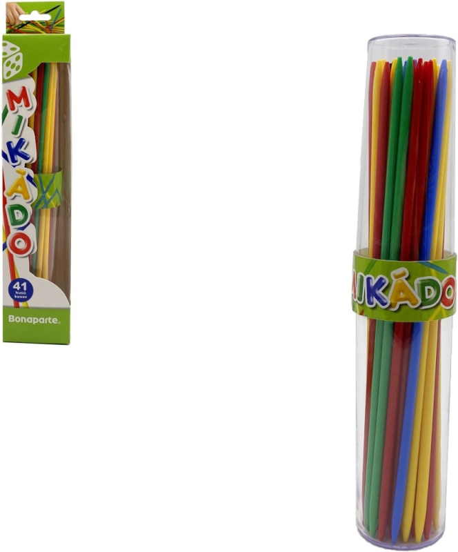 Mikádo společenská hra 41ks plast 24,5cm v plastovém pouzdru v krabičce 5,5x30x5,5cm