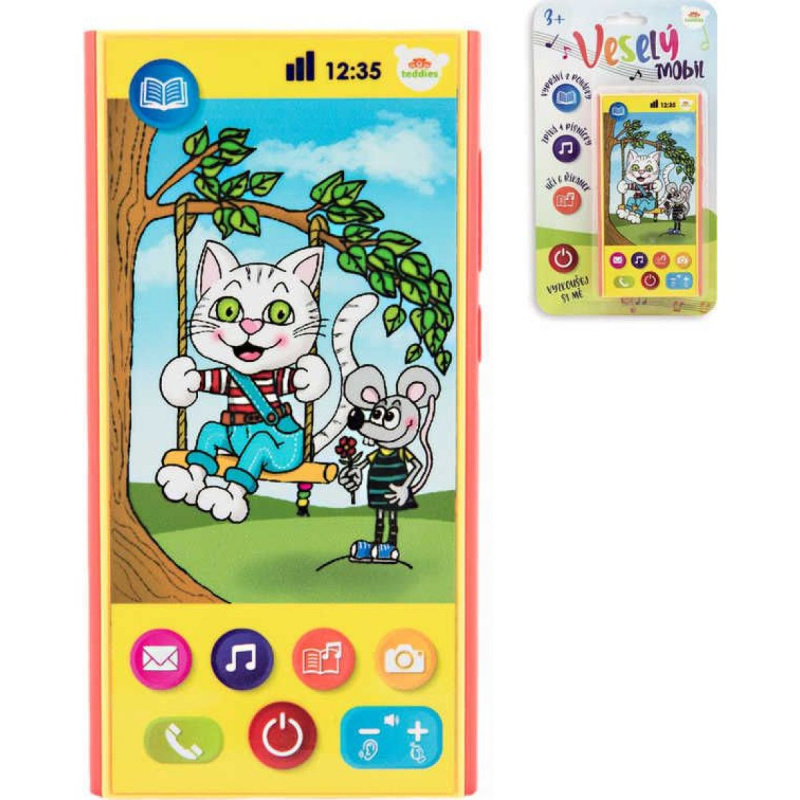 Teddies Veselý Mobil Telefon plast česky mluvící 7,5x15cm na baterie se zvukem na kartě