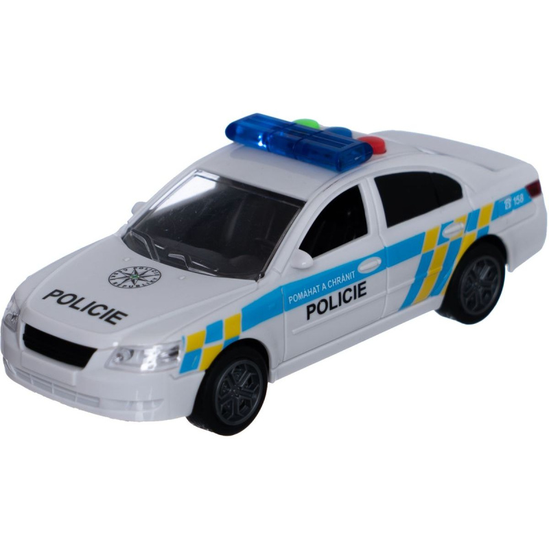 Teddies Auto policie kov/plast 15cm na baterie se světlem se zvukem na zpětné natažení 6 ks v boxu