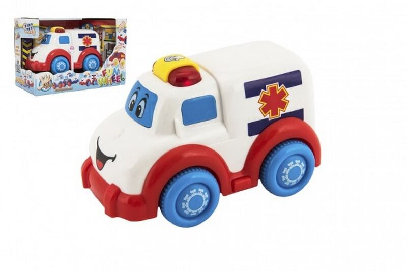 Auto ambulance pro nejmenší plast 15cm na volný chod na bat. se světlem se zvukem