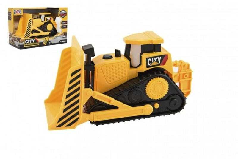 Stavební stroj buldozer plast 20cm na setrvačník na bat. se světlem se zvukem