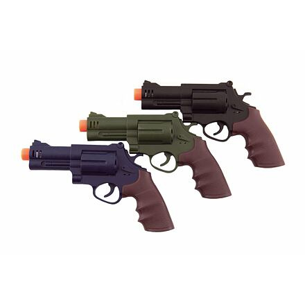 Teddies Pistole/revolver plast na baterie se zvukem se světlem, 3 barvy