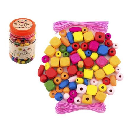 TEDDIES Korálky barevné s gumičkami cca 300 ks v plastové dóze