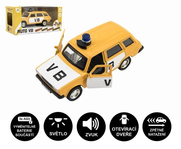 Teddies Policejní auto VB combi kov/plast 11,5cm na zpětné natažení na baterie se zvukem