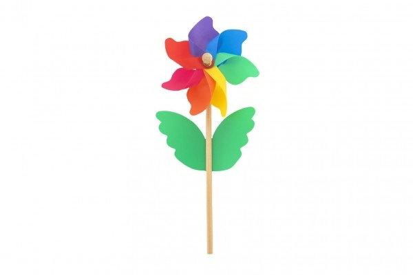 TEDDIES Větrník barevný 38cm dřevo/plast průměr 15cm