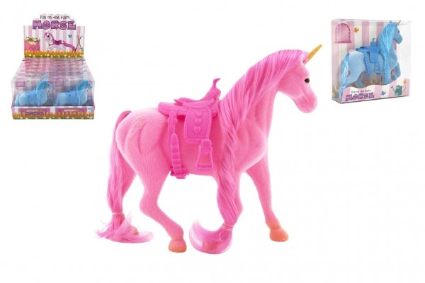 Teddies Jednorožec kůň fliška se sedlem 21cm v krabičce 16x17x5,5cm