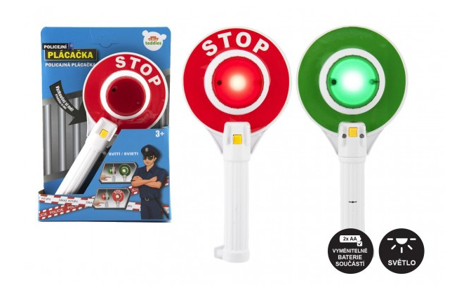 Teddies Policejní plácačka plast 23cm na baterie se světlem