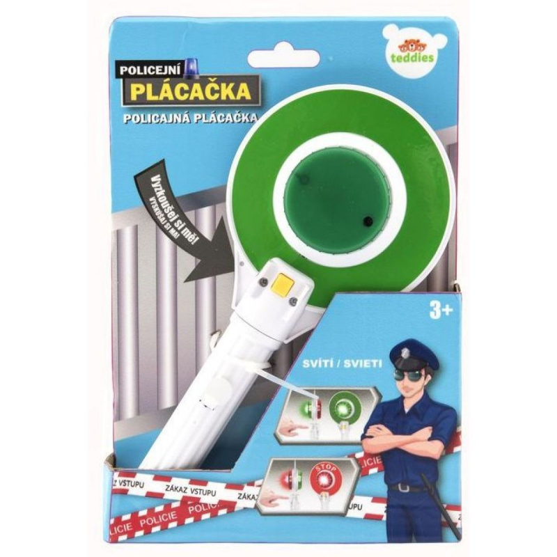 Teddies Policejní plácačka plast 23cm na baterie se světlem