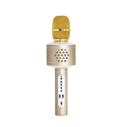 Teddies Mikrofon karaoke Bluetooth zlatý na baterie s USB kabelem