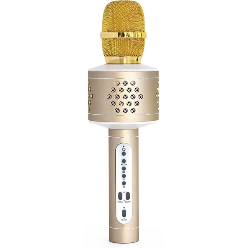 Teddies Mikrofon karaoke Bluetooth zlatý na baterie s USB kabelem