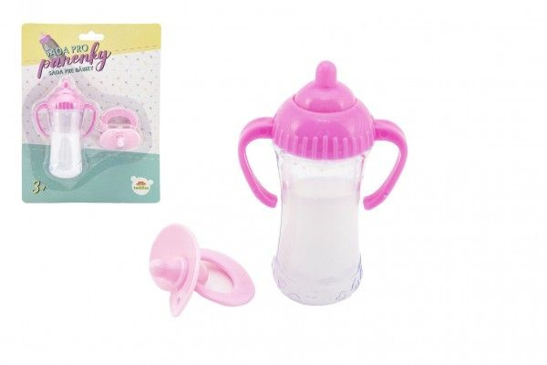 Teddies Sada pro panenky plast lahvička dudlík na kartě 15x21x5cm