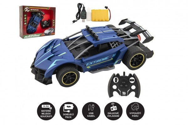 Auto RC závodní vypouštějící páru 30 cm 2,4 GHz na bat. + dobíjecí pack