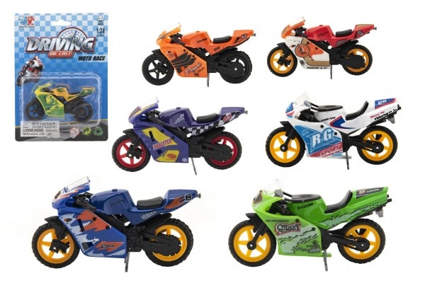 Teddies Motorka závodní kov/plast 8cm na volný chod mix druhů na kartě TD84816