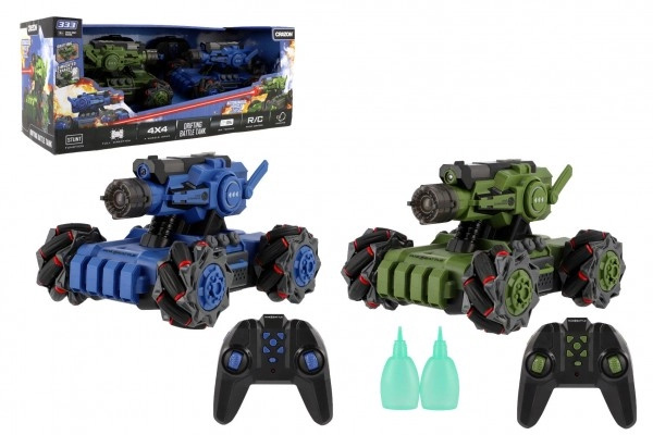Teddies RC sada tanků 2 ks RTR 21 cm tanková bitva 2,4GHz vypouštějící páru na baterie se světlem modrý a zelený 1:48