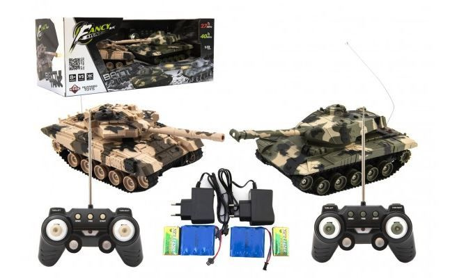 Teddies Tank Tanková bitva RC RTR 2ks 27MHZ a 40MHz maskáč 1:32