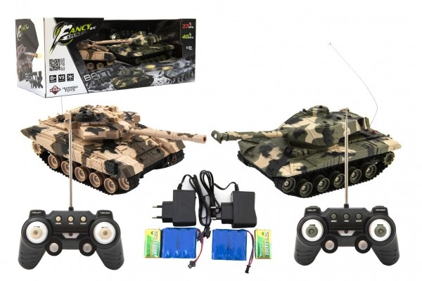 Teddies Tank Tanková bitva RC RTR 2ks 27MHZ a 40MHz maskáč 1:32