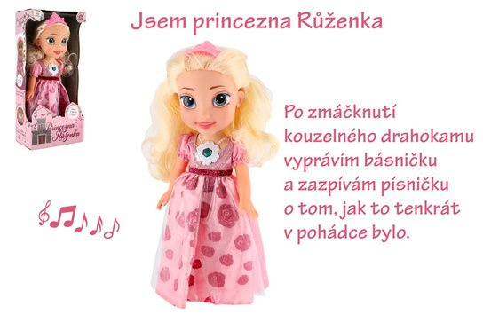 Teddies Panenka princezna Růženka plast 35cm česky mluvící na baterie se zvukem 17x37x10cm