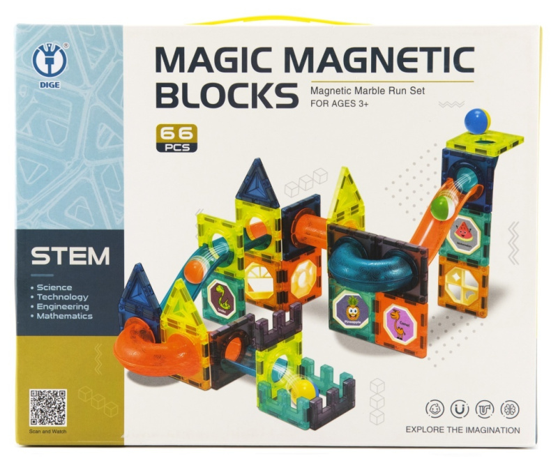 Teddies Magnetická stavebnice 66ks