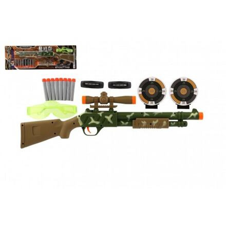 Teddies pistole/puška se zaměřovačem plast 51cm + pěnové náboje 8ks brýle na kartě 21x62x3cm