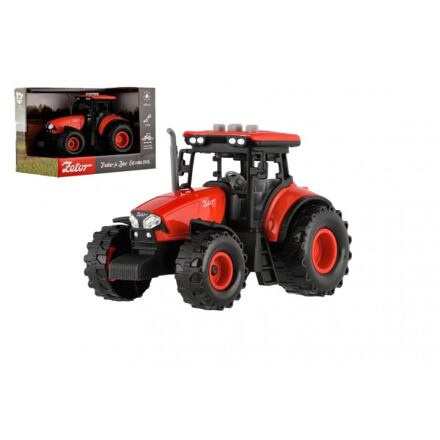Teddies Traktor Zetor plast 9x14cm na setrvačník na bat. se světlem se zvukem v krabici 18x12x105cm
