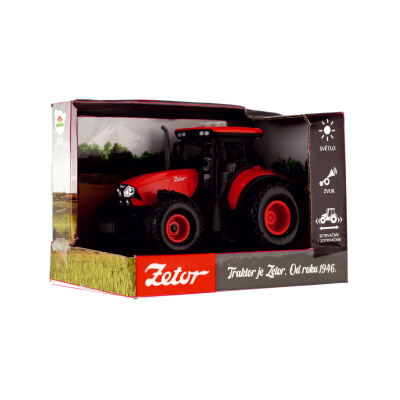 Teddies Traktor Zetor plast 9x14cm na setrvačník na bat. se světlem se zvukem v krabici 18x12x105cm