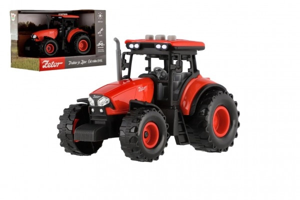 Teddies Traktor Zetor plast 9x14cm na setrvačník na bat. se světlem se zvukem v krabici 18x12x105cm