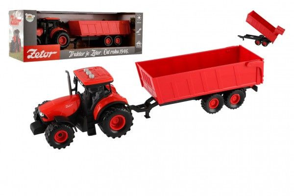 Teddies Traktor Zetor s valníkem plast 36cm na setrvačník na bat. se světlem se zvukem v krabici 39x13x13cm