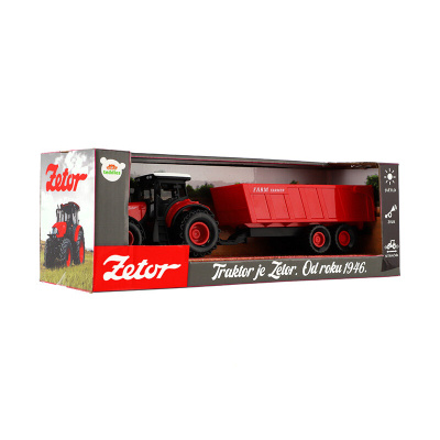 Teddies Traktor Zetor s valníkem plast 36cm na setrvačník na bat. se světlem se zvukem v krabici 39x13x13cm