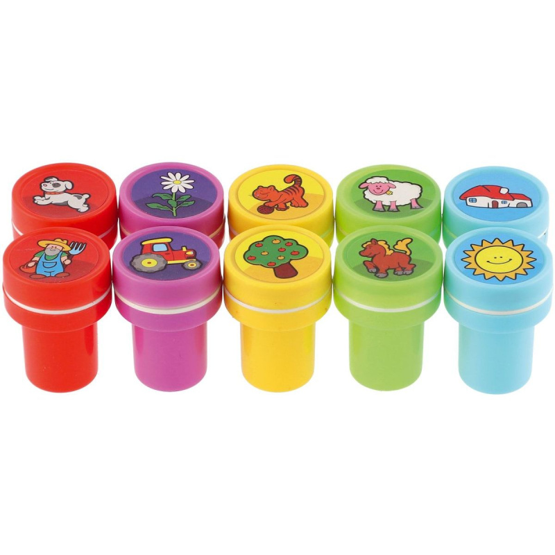 Teddies Razítka samotiskací Moje první zvířátka plast 10ks 2 5x4cm na kartě