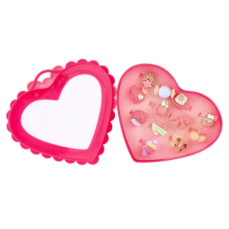 Teddies Prstýnky/Prstýnek sada plast 12ks nastav. velikost 2 druhy v plastové krabičce 13x12x4cm 12ks v boxu