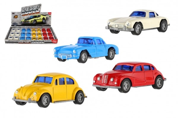 Teddies Auto mini kov/plast 7,5cm na zpětné natažení 4 barvy 24ks v boxu