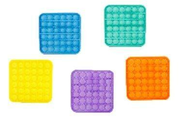 TEDDIES Bubble pops - Praskající bubliny silikon antistresová spol. hra 5 barev čtverec 12,5x12,5cm