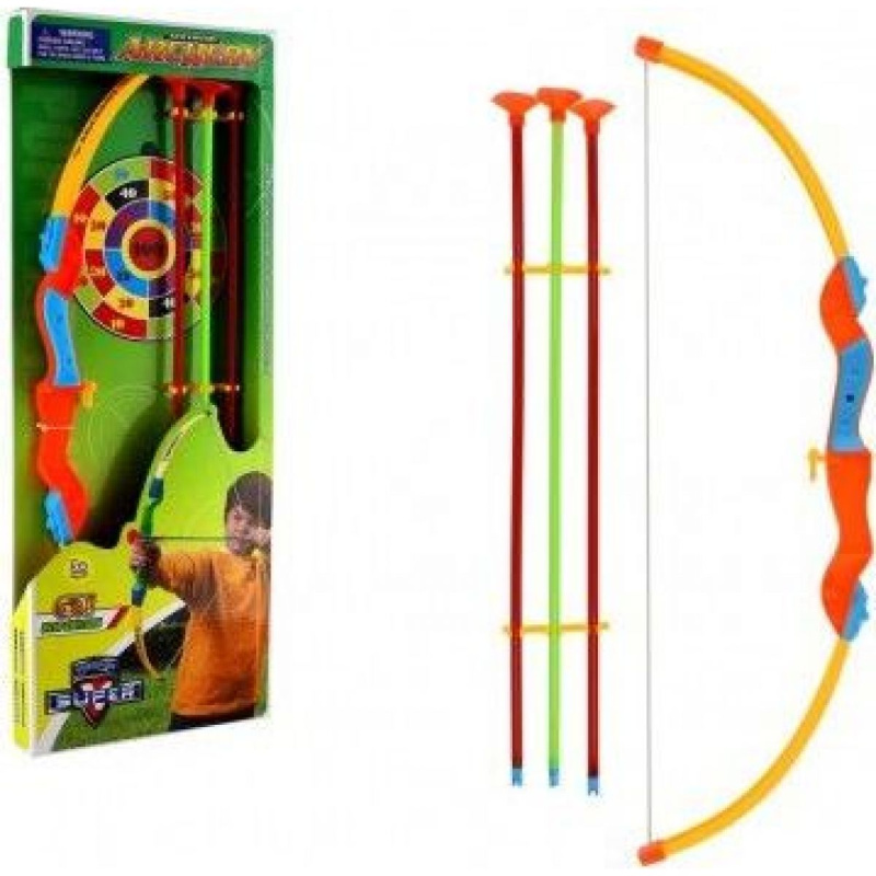 Teddies luk 52cm +3 šípy s přísavkami plast v krabici 21x54x4cm TD88555