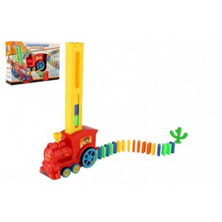 Teddies Lokomotiva/Vlak domino stavěcí plast 16cm na baterie se zvukem
