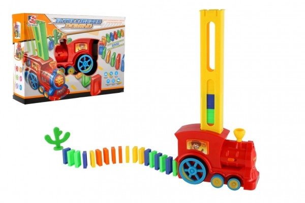 Teddies Lokomotiva/Vlak domino stavěcí plast 16cm na baterie se zvukem