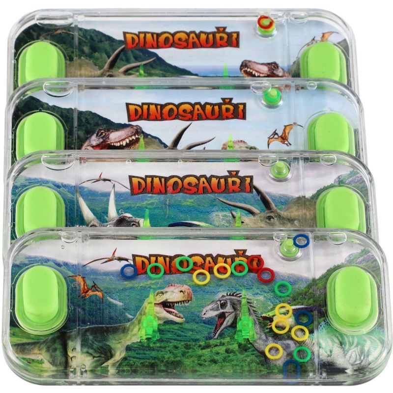 Vodní hra hlavolam 15,5x7cm plast dinosaurus 4 druhy 24ks v boxu