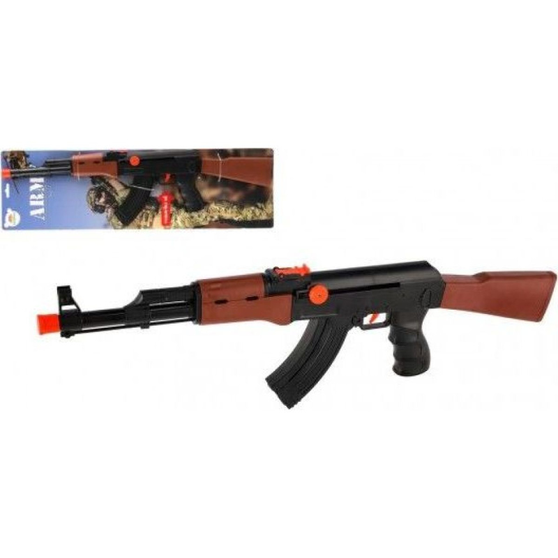 Teddies Pistole samopal ARMY plast 52cm na natažení na kartě 15,5x53x3cm 00850850-XG