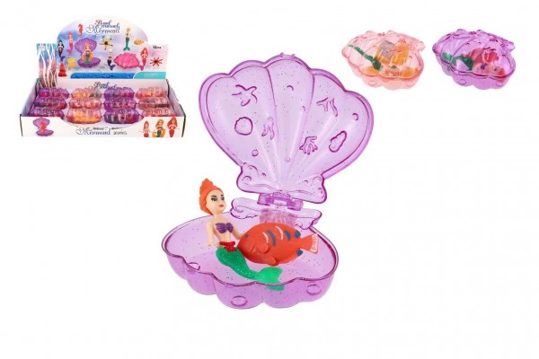 Mořská panna plast 10cm s doplňkem mix druhů v mušli 11x5x10cm 12ks v boxu
