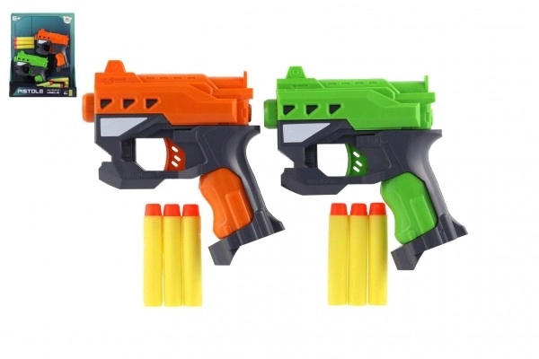Teddies pistole 2ks 12cm plast na pěnové náboje + 6ks nabojů na kartě
