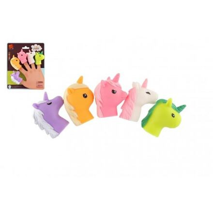 Teddies Maňásek prstový jednorožec 5ks guma 6cm