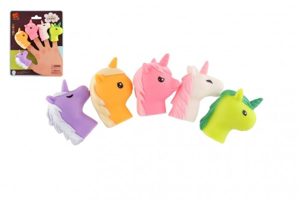 Teddies Maňásek prstový jednorožec 5ks guma 6cm