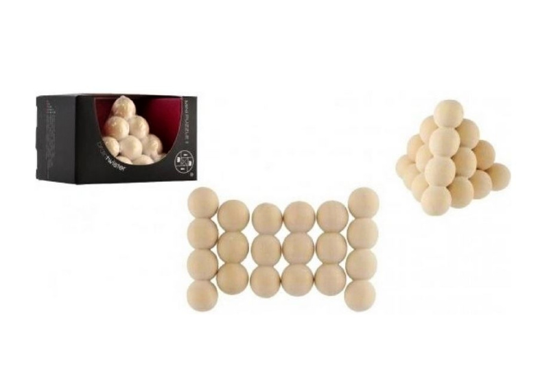 Hlavolam kuličková pyramida dřevěný v krabičce 8x5x5cm