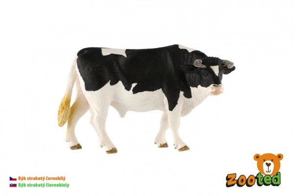 ZOOted Býk strakatý černobílý zooted plast 13 cm
