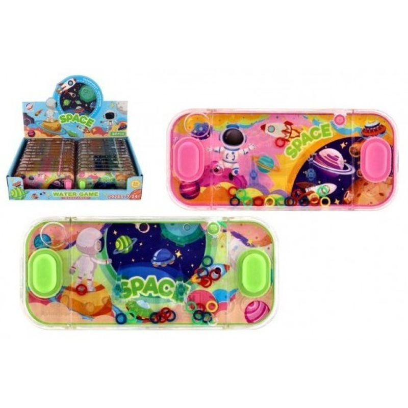 Vodní hra hlavolam 15x7cm plast vesmír 4 druhy 24ks v boxu