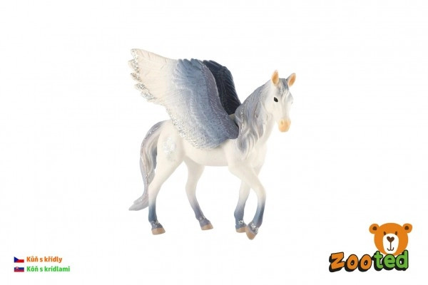 ZOOted Kůň s křídly bílo-šedý zooted plast 14 cm