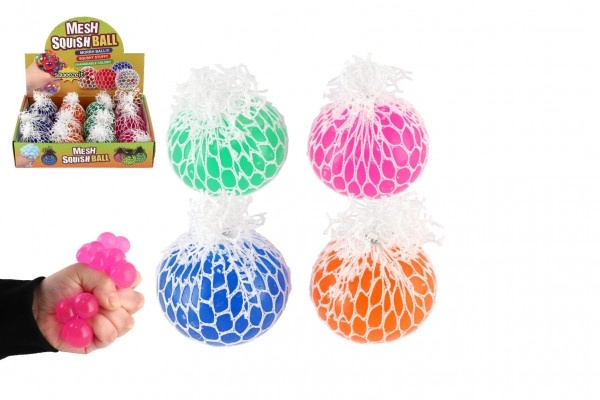 Teddies Míček antistresový mačkací sliz 6cm 4 barvy v síťce v sáčku 12ks v boxu