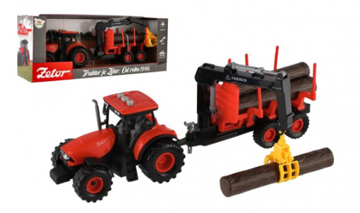 Traktor Zetor s vlekem a nakládacím ramenem